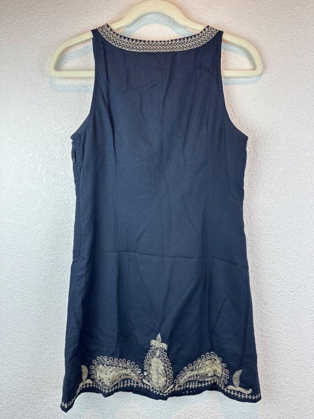 Free People Black Embroidered Sleeveless Tunic Dress Size 4 Boho Artsy - Picture 11 of 12